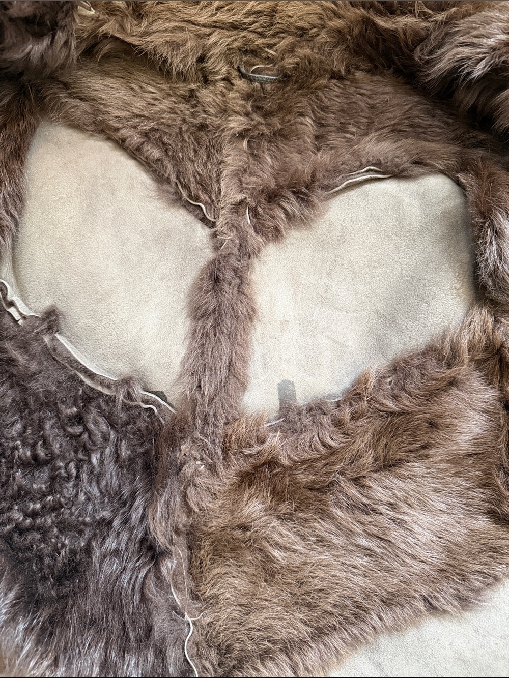 Brown Suede and Shearling Vest with Fur Trim, Vintage - Picture 9 of 12